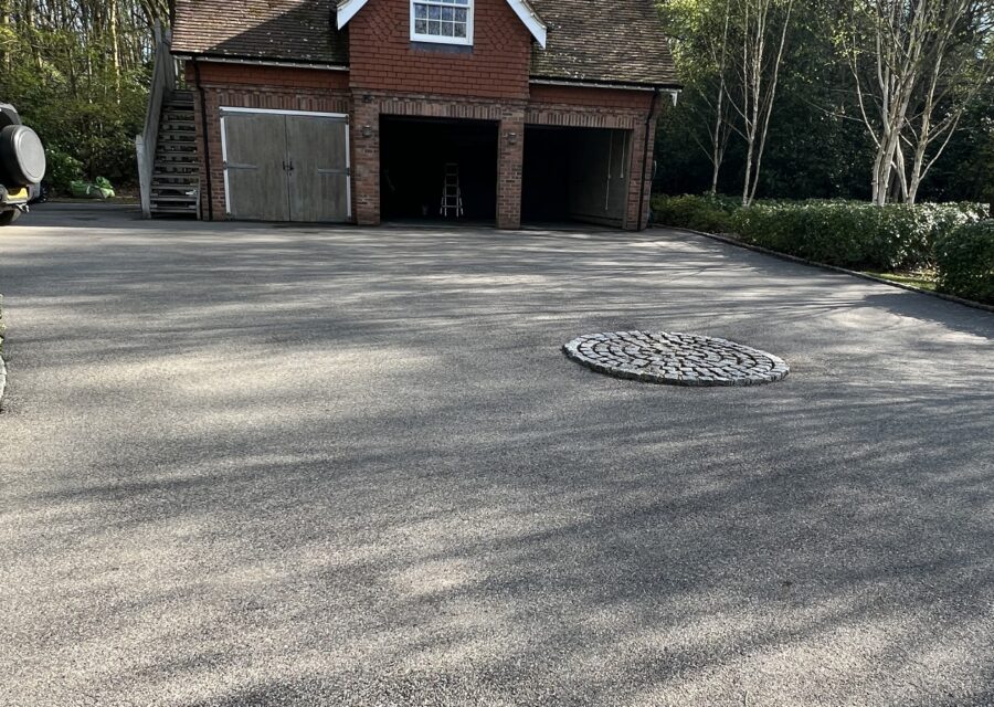Driveway in front of a double garage