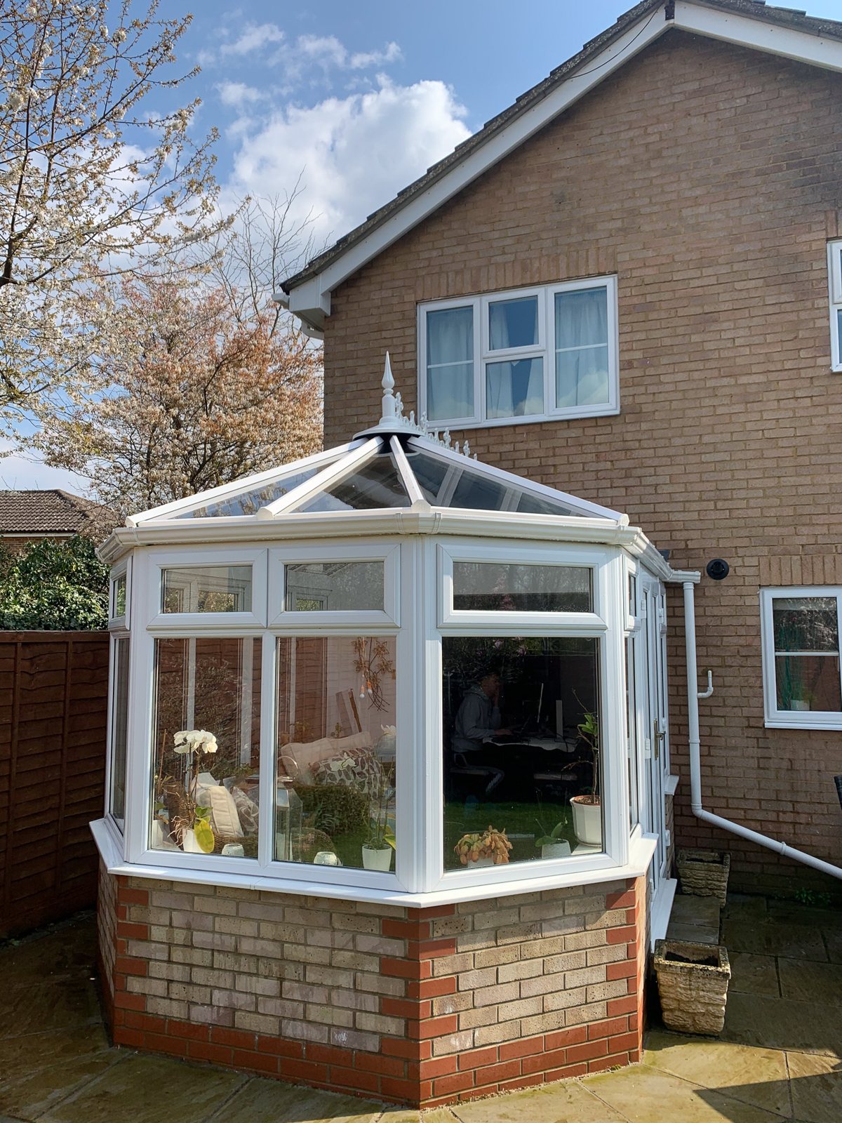 Conservatory cleaned with clear gutters in Godalming Surrey