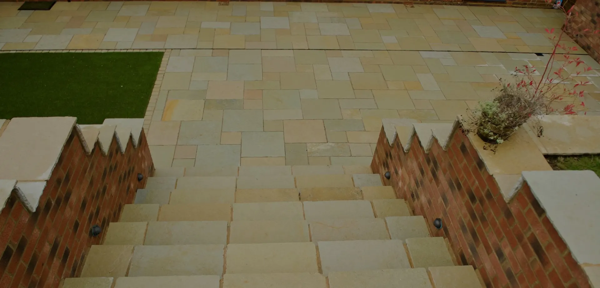 Sandstone patio steps after cleaning