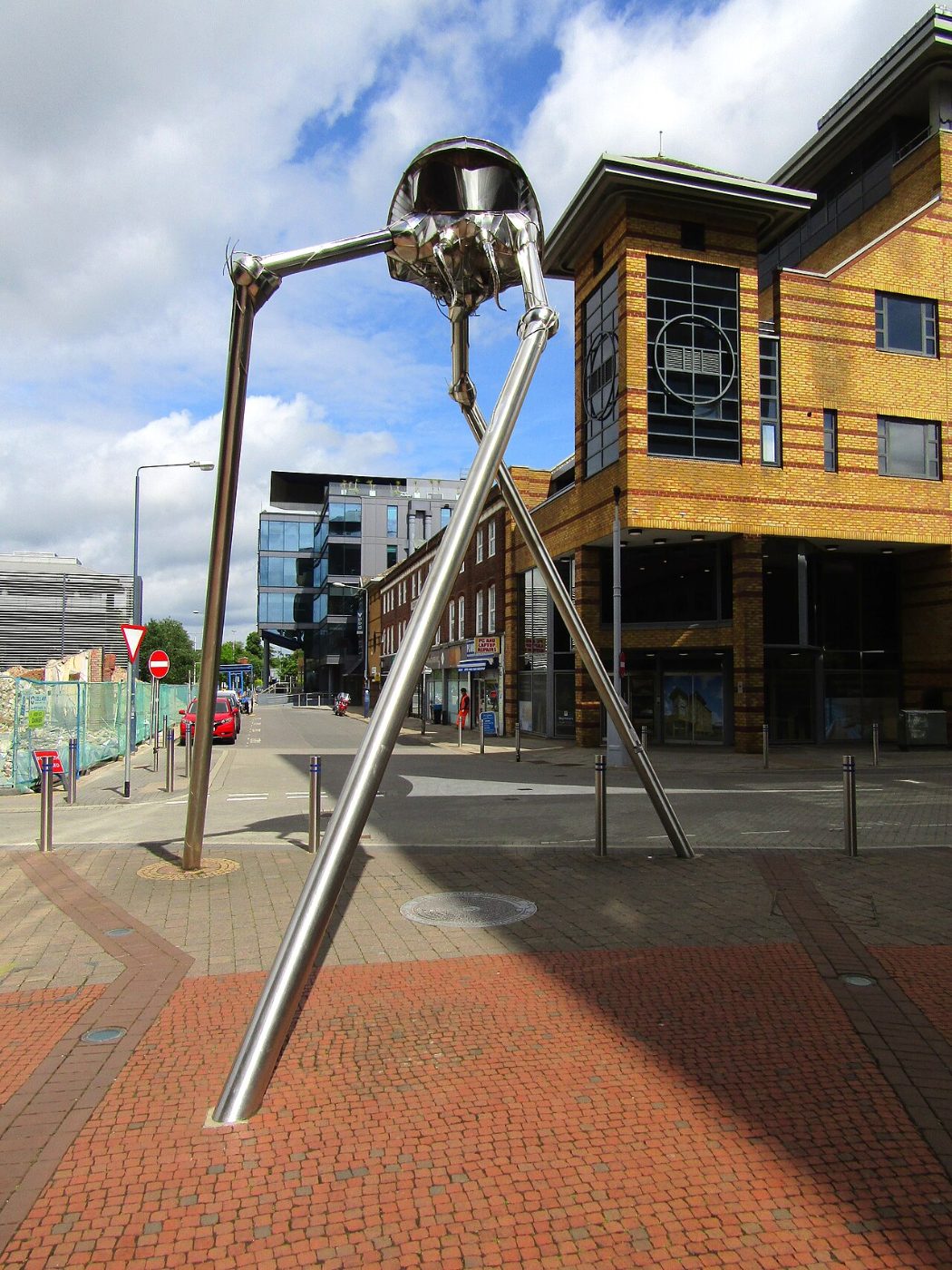 The Martian sculpture in Woking town centre. H.G. Wells wrote The War of the Worlds while living in Woking