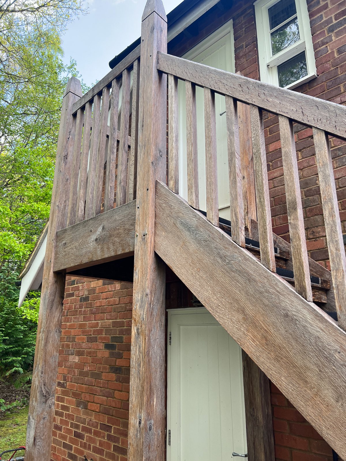 The deck and steps cleaned.