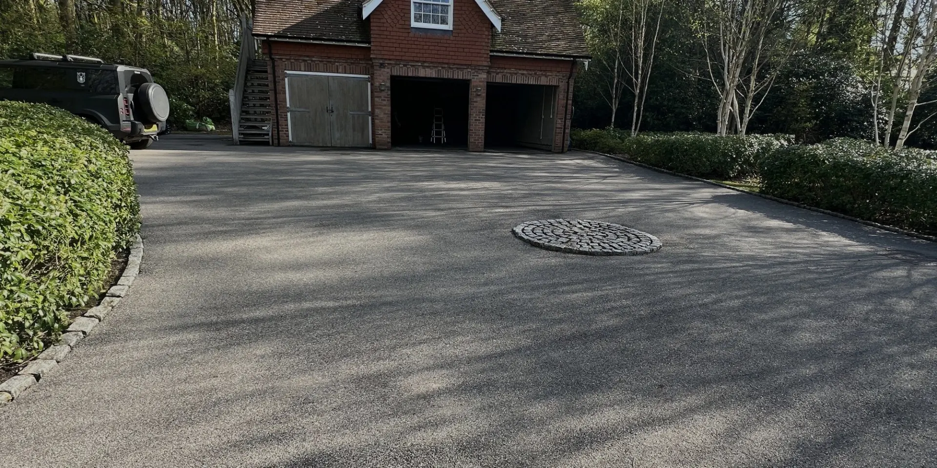 Block paved driveway after cleaning