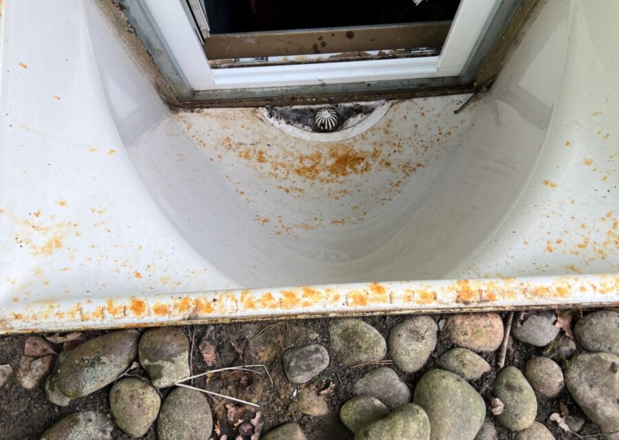 The lightwell cleared and washed down.