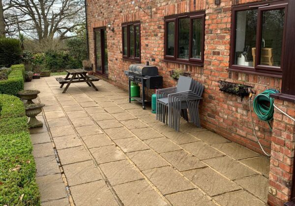 The paths and patio cleaned.