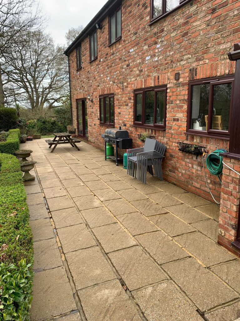 The paths and patio cleaned.